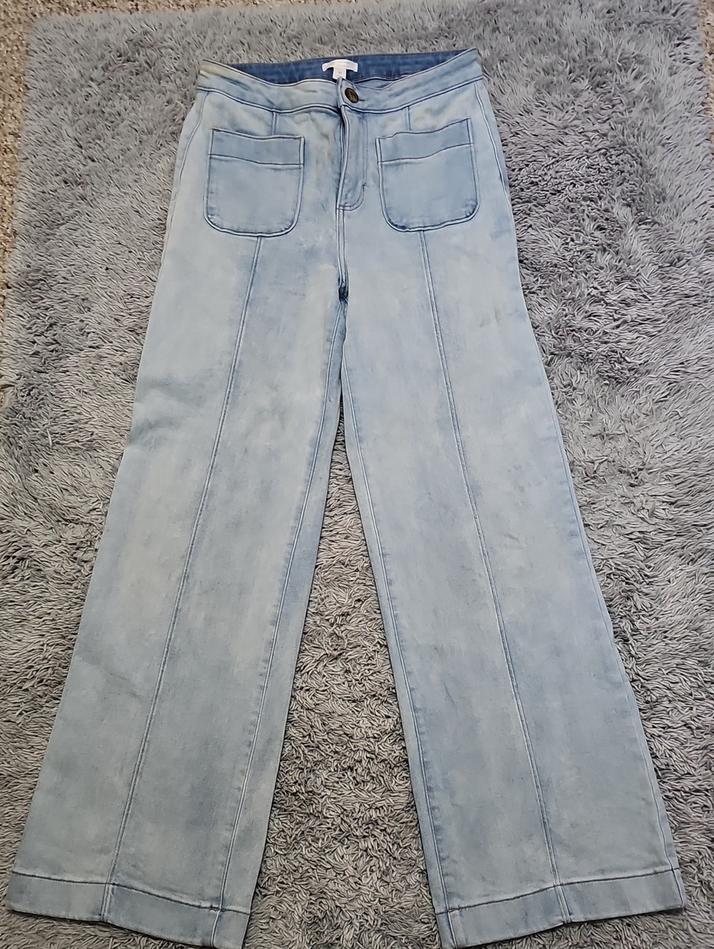 LC Lauren Conrad Light Blue Super High Rise Wide Leg Jeans Sz10 Like New